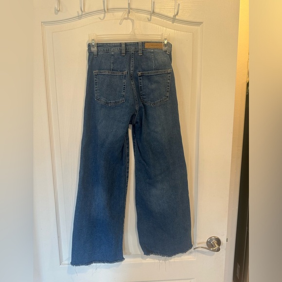 &Denim H&M Wide-leg Cropped culotte denim blue Jeans size 2 raw hem - Picture 2 of 10